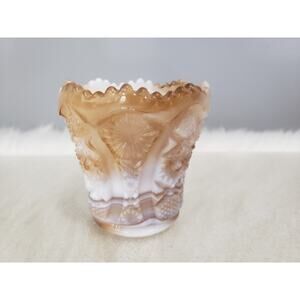 IMPERIAL GLASS CARMEL SLAG SAW‎ TOOTHPICK HOLDER Milk Glass White GORGEOUS